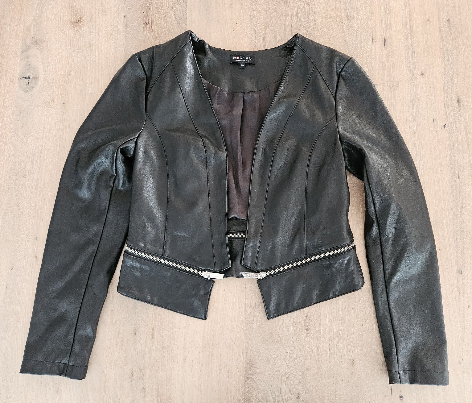 Morgan Giacche: Schwarze Kunstlederjacke, Grösse 40 stylisch & elegant! – Nuovo (secondo la descrizione) da Bellikon venduto da Tatka74