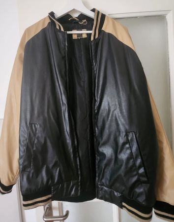  Vintage Bomber Jacket Two Tone Black Beige Size L-XL Like N