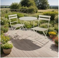 Bistrotisch Set Frieda creme für 2 Personen, klappbar, Bela