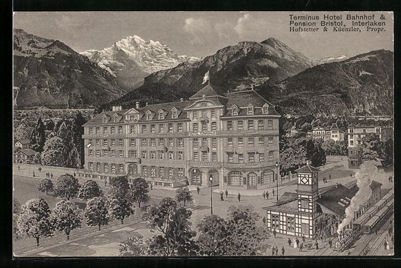 Cartoline postali: Interlaken, Terminus Hotel Bahnhof, Pens – Usato da Berlin venduto da bartko-reher