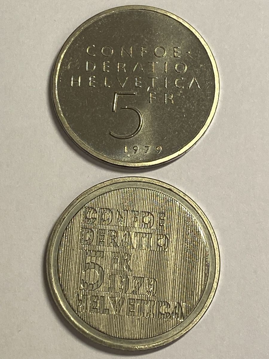 Tutti le monete: 2X 5.- Fr commémoratives de 1979 – Nuovo (secondo la descrizione) da Corsier-sur-Vevey venduto da Ginoarturo 1