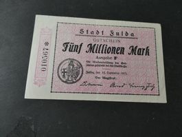 Dt. Reich 1923,  Fulda, 5 Millionen Mark