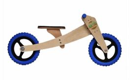 Wooden Balance Bike Blue Wheels