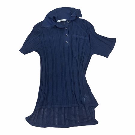 ACNE STUDIOS Polo Shirt Blue XXS Ribbed Knit