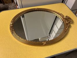 Goldener Wandspiegel, Vintage-Stil, Oval -65 x 45 cm