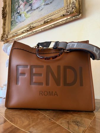 Sac cabas Fendi Sunshine Large en cuir marron