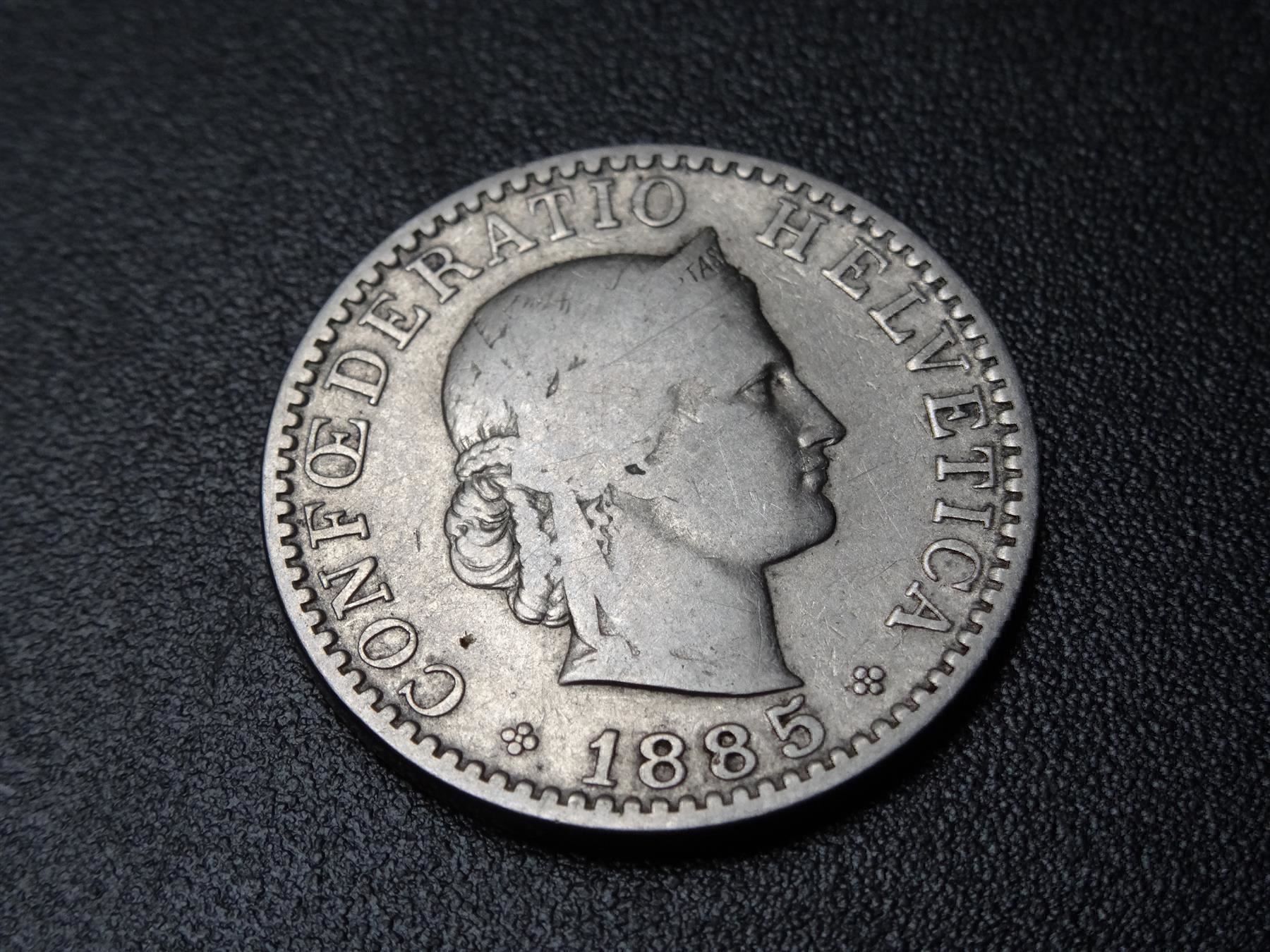 Alle Münzen: Schöner 20 Rp. 1885 ab Fr. 2.-- – Gebraucht aus Lupfig von JUTA09