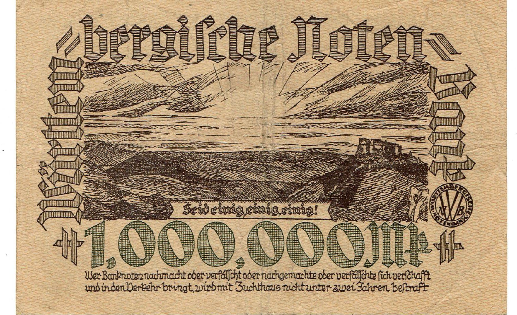 Banconote: Stuttgart 1 Mio Mark 01.08.1923 SS++ Serie E – Usato da Steffisburg venduto da ber_8htf 1
