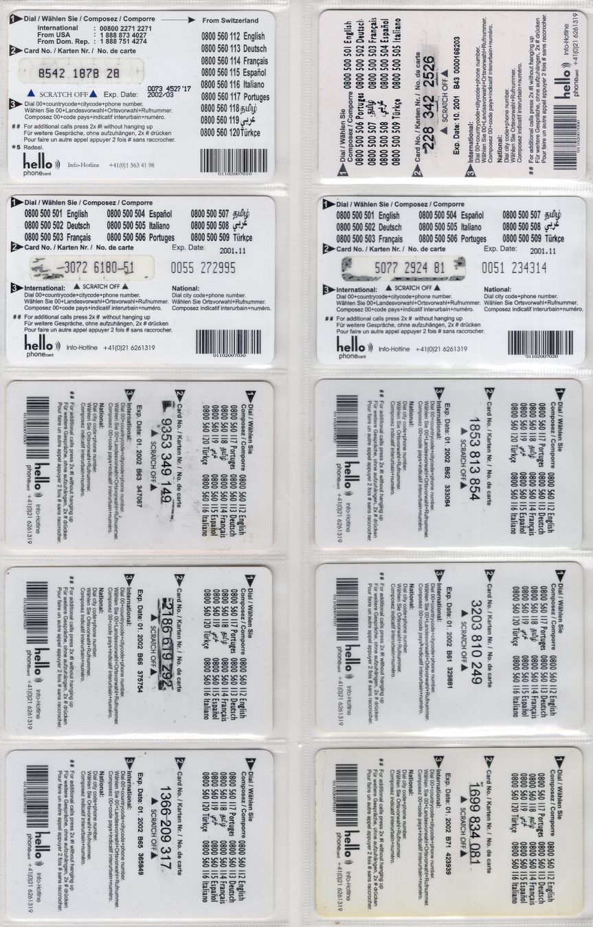 Cartes de téléphone: 10 diverse Schweizer Prepaid Telefonkarten – D'occasion à Eglisau par Chperfins 1