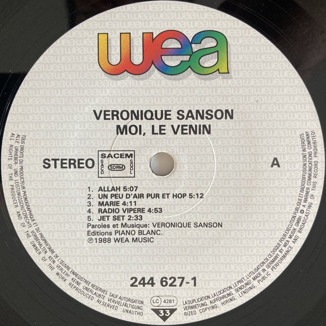 Dischi in vinile: VERONIQUE SANSON - MOI. LE VENIN – Usato da Bottens venduto da hotter-than-hell 3