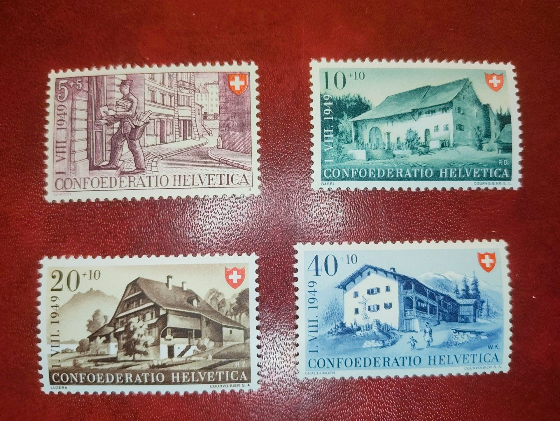 Tutti i francobolli: CH Pro Patria B42, B43, B44 und B45 Postfrisch – Usato da Adliswil venduto da Swiss_Coolio
