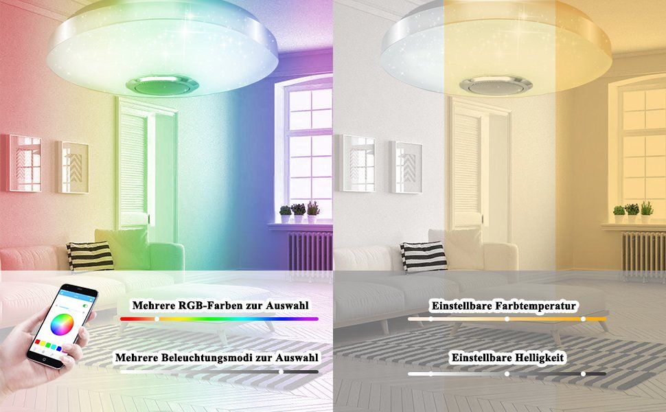 Lampadari & plafoniere: LED-Deckenleuchte mit Lautsprecher und Fernbedienung – Nuovo e nell'imballaggio originale da Châtelaine venduto da topshop.switzerland 5