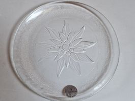 Sarner Cristal Zierteller, Edelweiss Motiv, Glas