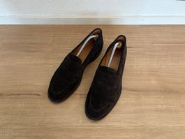 Morjas Penny Loafer, Wildleder, braun, 43, Ledersohle