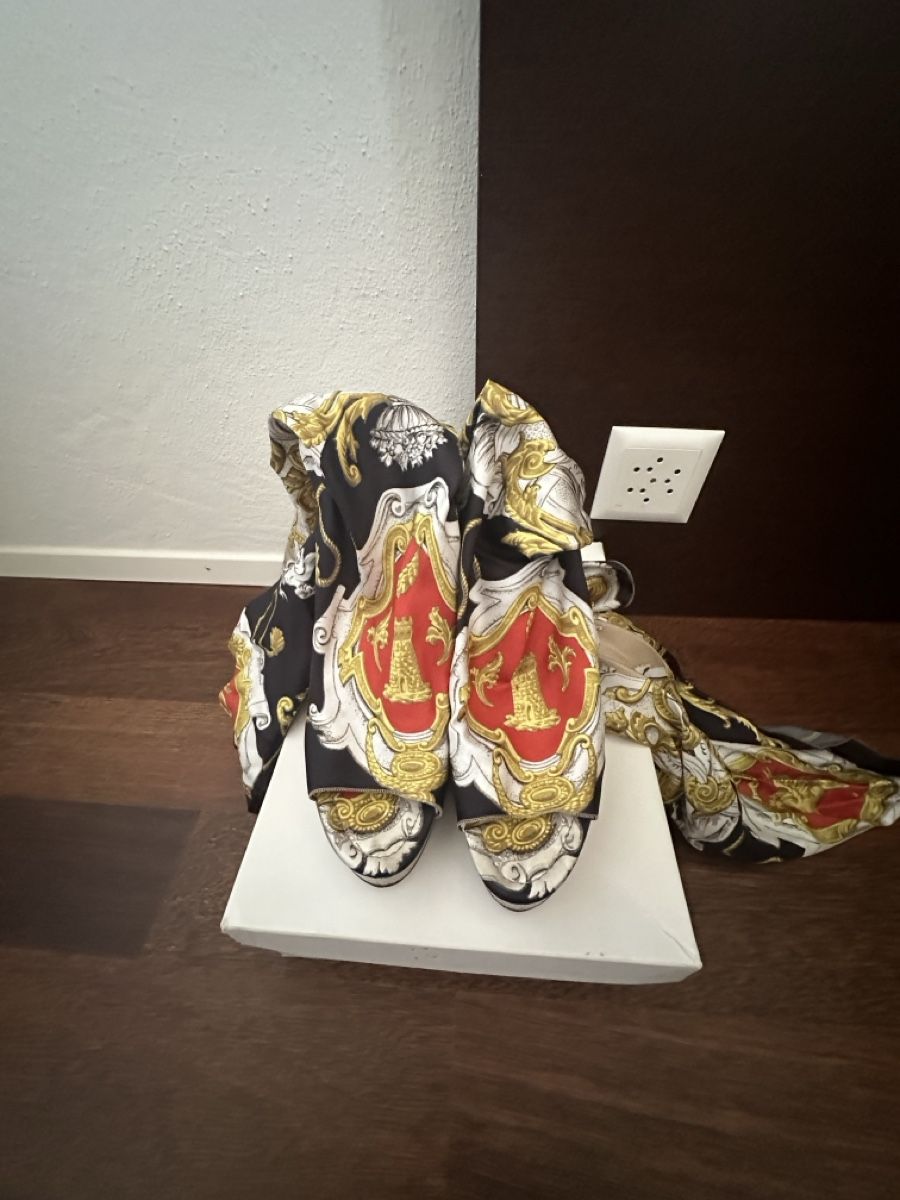 Dolce & Gabbana Damenschuhe: Dolce&Gabbana Multicolor Silk Scarf Open Toe,Wrap Wedge,GR39 – Gebraucht aus Jonen von dibbern 5