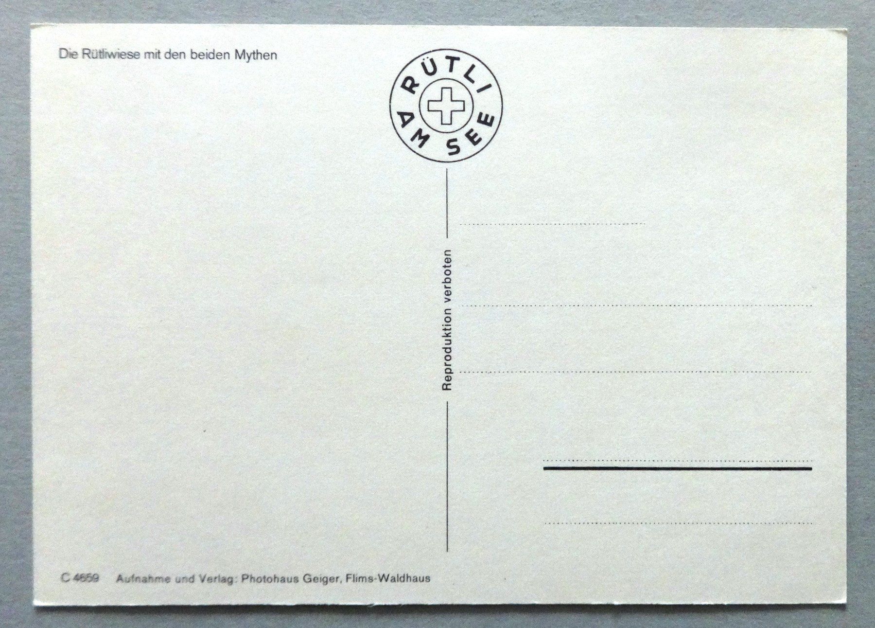 Cartoline postali: Die Rütliwies mit den beiden Mythen – Usato da Fétigny venduto da Billy2miny 1