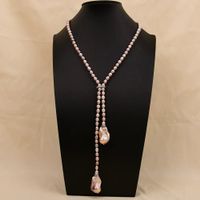 Mina 76cm lange Halskette lila Perle Kette Collier Sautoir