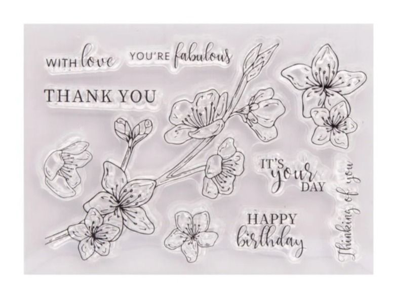 Timbri: Silikonstempel Nr.576, Blumen und Texte – Nuovo e nell'imballaggio originale da Gretzenbach venduto da Fliegepilz56