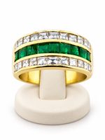 750 Gold Ring mit  1.10 Ct Brillanten und Smaragde