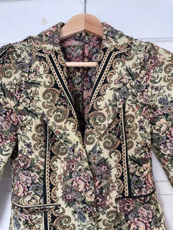 Vintage Jacquard Blazer Grösse XS Blumenmuster Paisley
