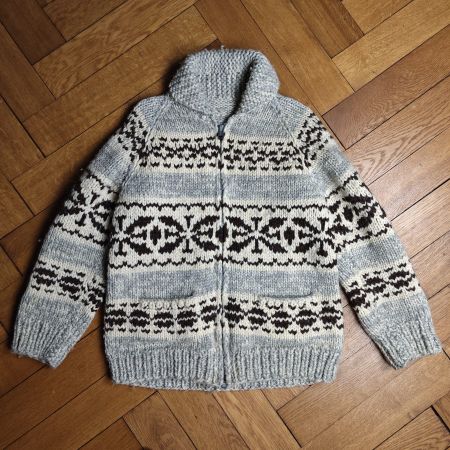 Vintage TUAK Wool Jacket Canada Handknit Zip ca Grösse L