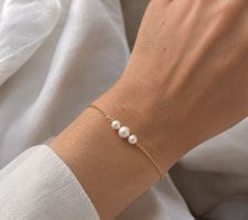 Armband aus 14karat echt Gold und Süsswasserperlen