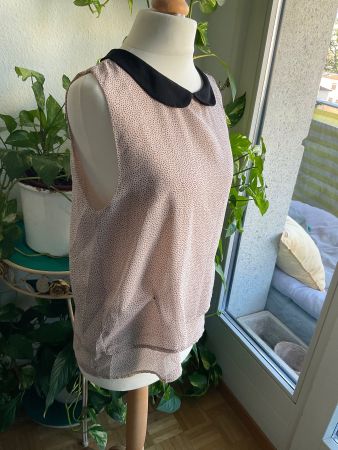 Sublime top beige à pois et col Claudine noirs PULL&BEAR, L