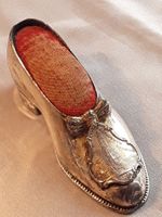 Antikes Nadelkissen Schuh Silber Woolworth NY 1900
