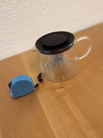 Teekanne aus Glas mit Siebeinsatz schwarz guter Zustand