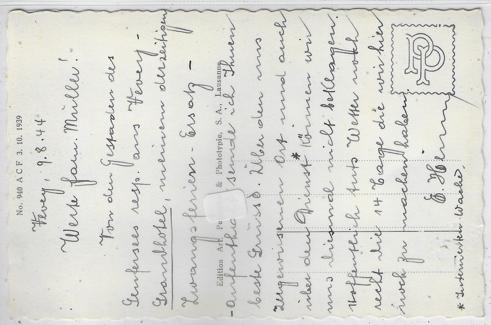 Cartoline postali: Vevey - Grand Hotel et Palace – Usato da Ettingen venduto da Kartenplanet 1