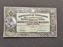 5 Franken Banknote Schweiz Tell 1926