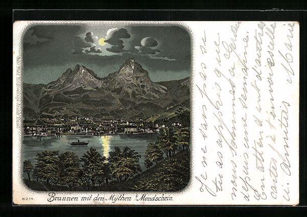 Cartes postales: Litho Brunnen, Ortspanorama mit den Myth – D'occasion à Berlin par bartko-reher