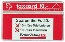 Taxcard 201L_19564 Berner Zeitung "inserieren" ungebraucht