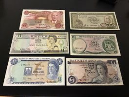 6 verschiedene Banknoten bankfrisch 
