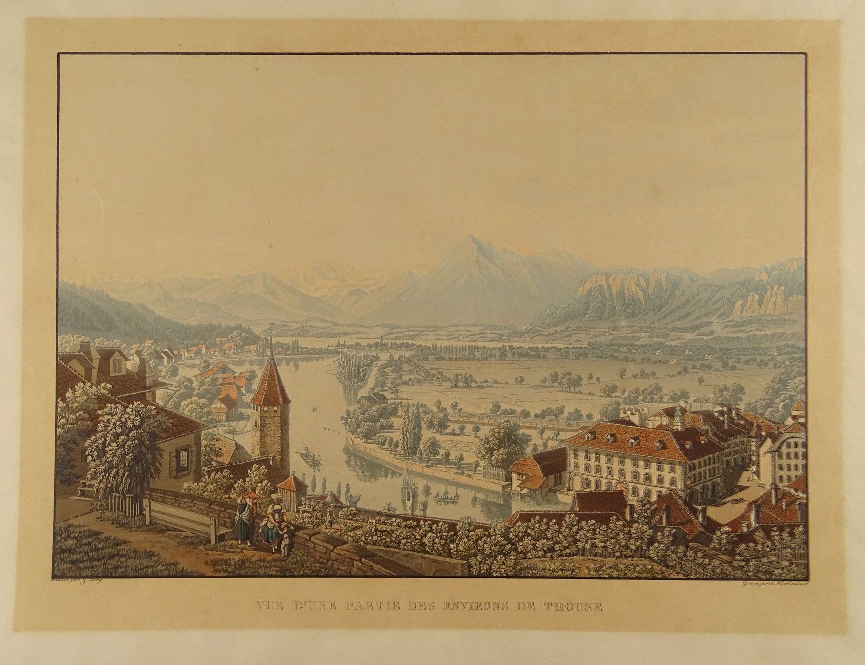 Incisioni: THUN, AQUATINTA UM 1840 – Usato da Grüningen venduto da Kartensammler 1