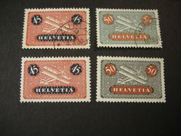 1923 FLUGPOST F8/F9, JE POSTFRISCH + GESTEEMPELT, SBK 123.00