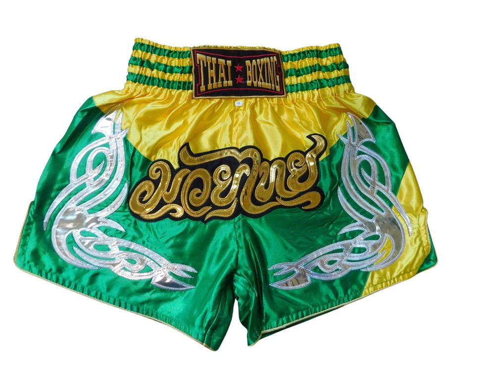 Green Plaid Tartan Sottish Muay Thai Boxing Shorts main image 1