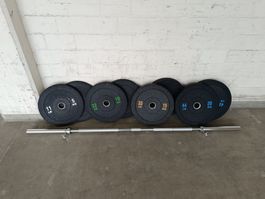 Hantelscheiben Set Hi-temp 100kg mit Langhantel 20kg (neue)