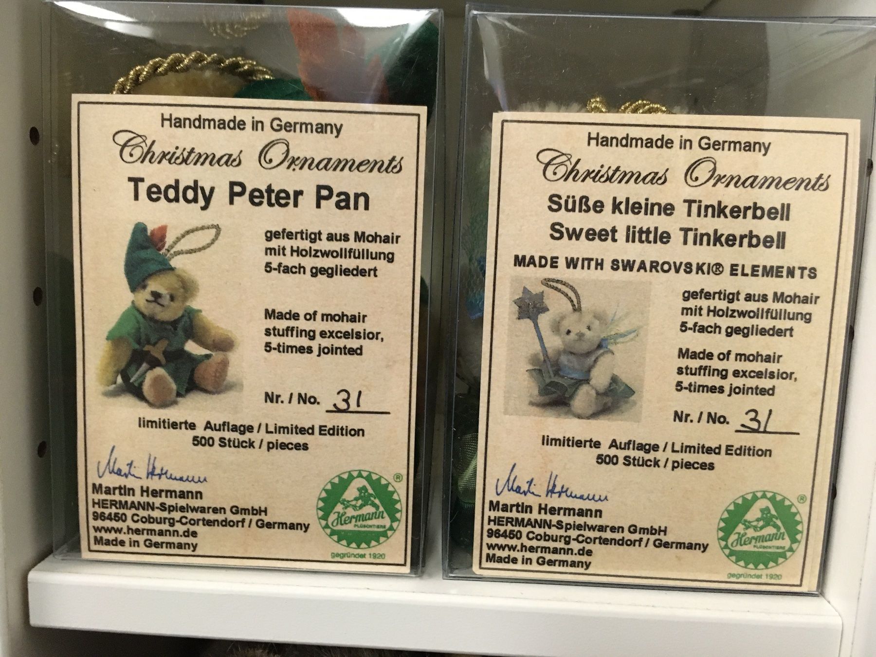Spielzeuge: Hermann Coburg Peter Pan und Tinkerbell Mini Teddy Lim 500 – Neu und originalverpackt aus Zürich von rar_b2y9 1