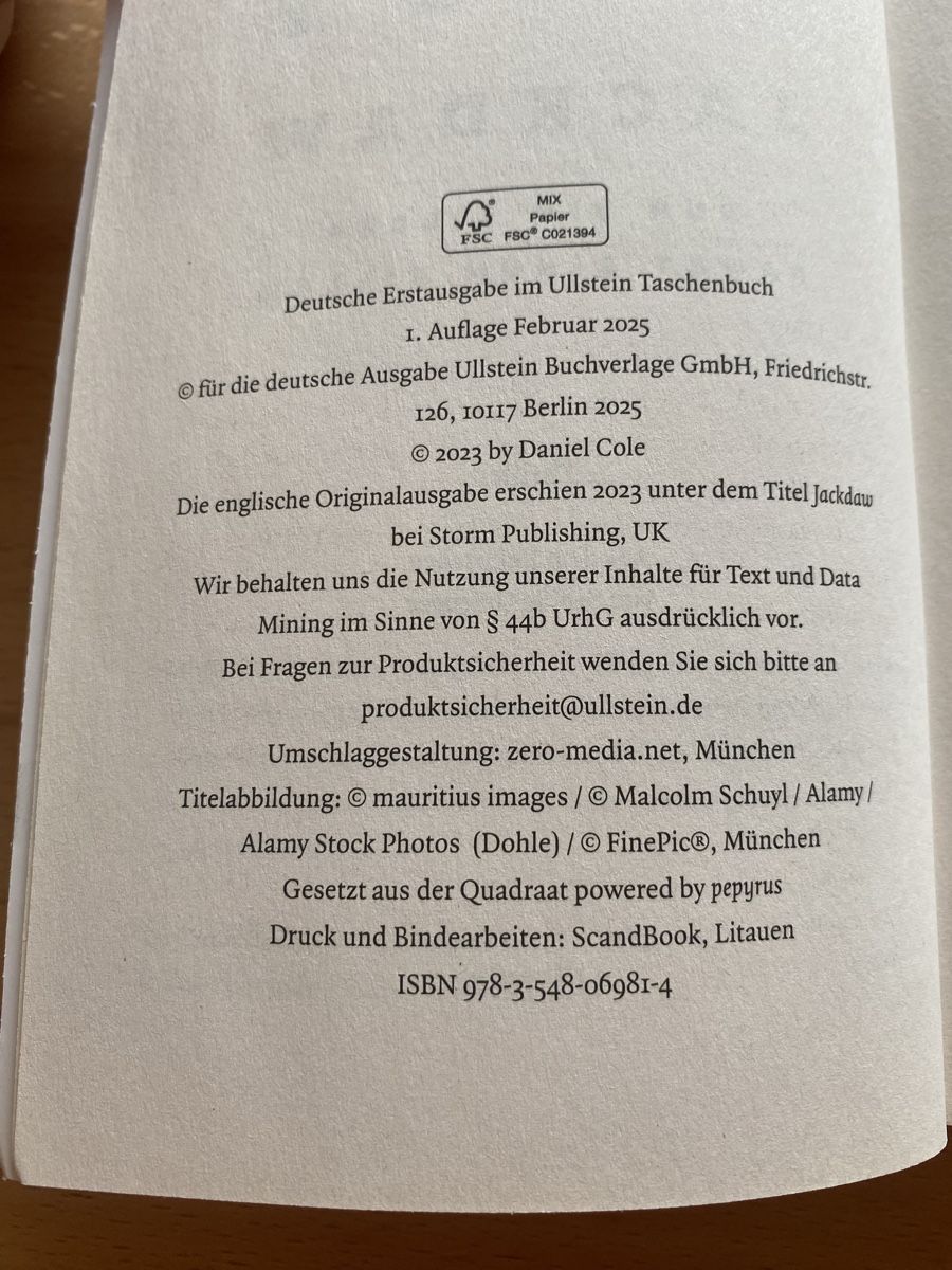 Livres: Jackdaw - Daniel Cole (Thriller) – D'occasion à Schwarzenburg par Michellu 4