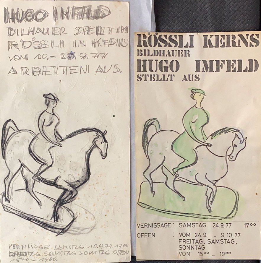 Gemälde: Hugo Imfeld. Drei Entwurfsstudien für Plakat: Rössli Kerns. – Gebraucht aus Zumikon von tesoro8853 2