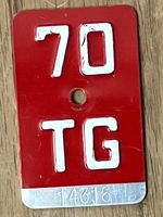 TG 70 - VELONUMMER - FAHRRADSCHILD - PLAQUE DE VELO - TG 70