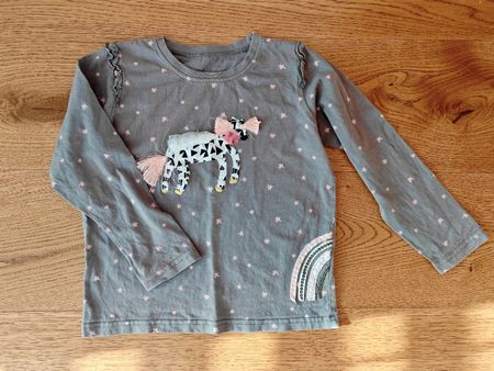 Langarmshirt grau mit Einhorn  Grösse 116