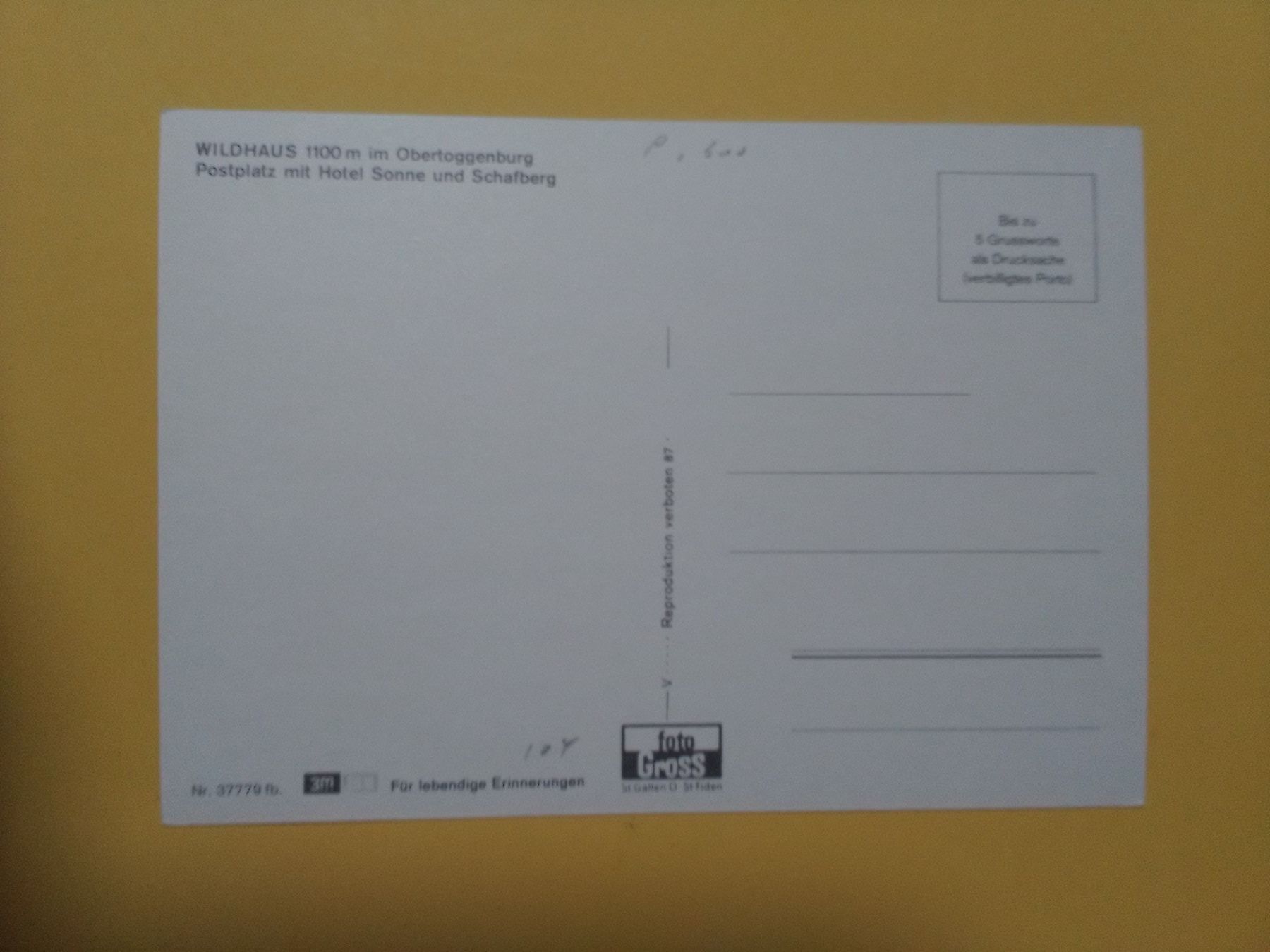 Cartoline postali: Wildhaus Postplatz Postauto – Usato da Küttigen venduto da Melisch1000 1