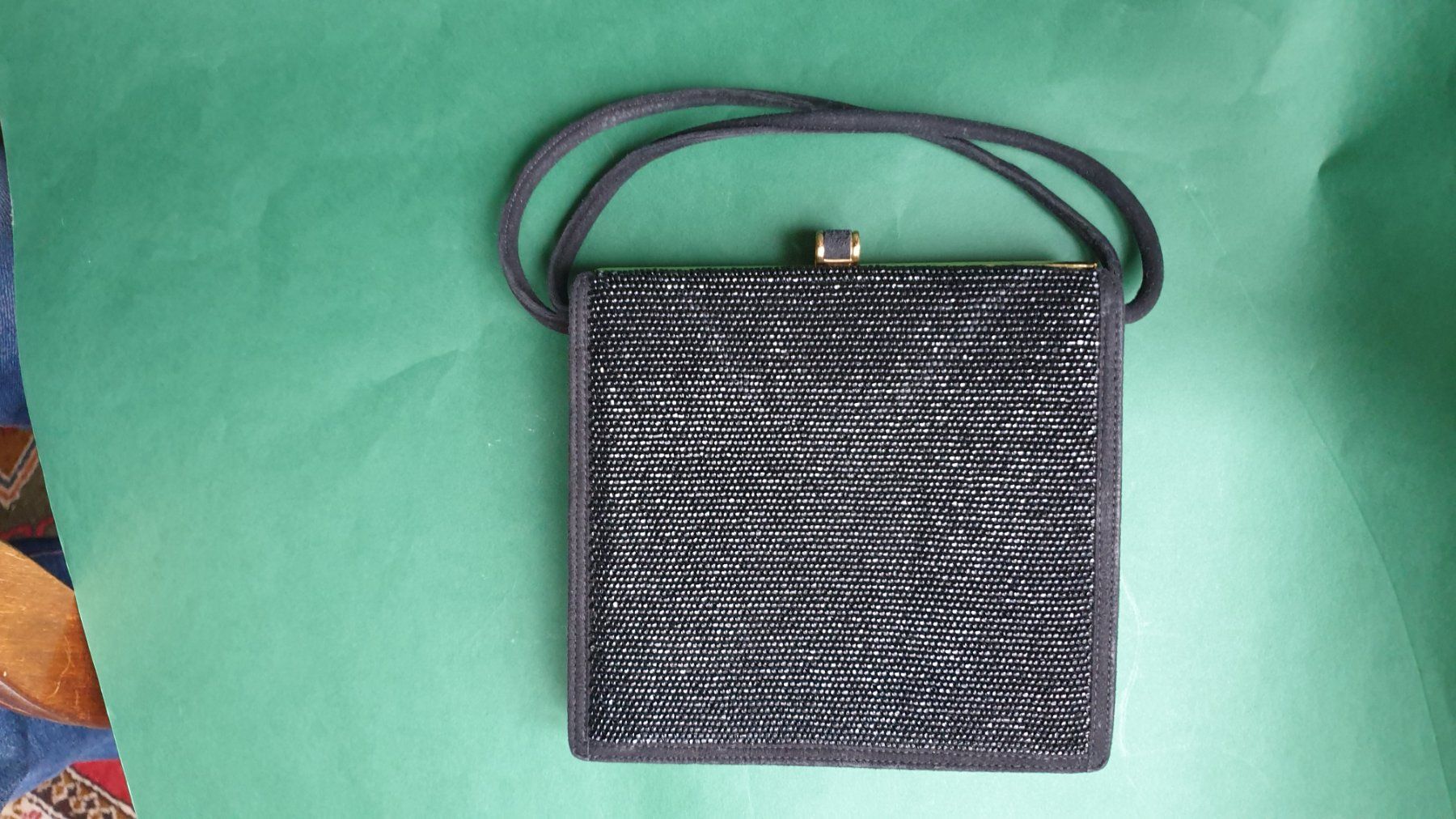 Borse da donna: Abendtasche schwarz Vintage Perlen-Kastentasche – Usato da Seengen venduto da Seestern77 2