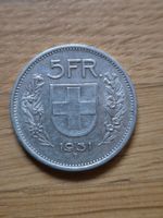 5 Franken 1931 13* ü. Kopf - Silber - Top-Stück!
