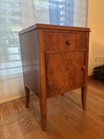 Retro bedside table with glass top, drawer and cupboard
