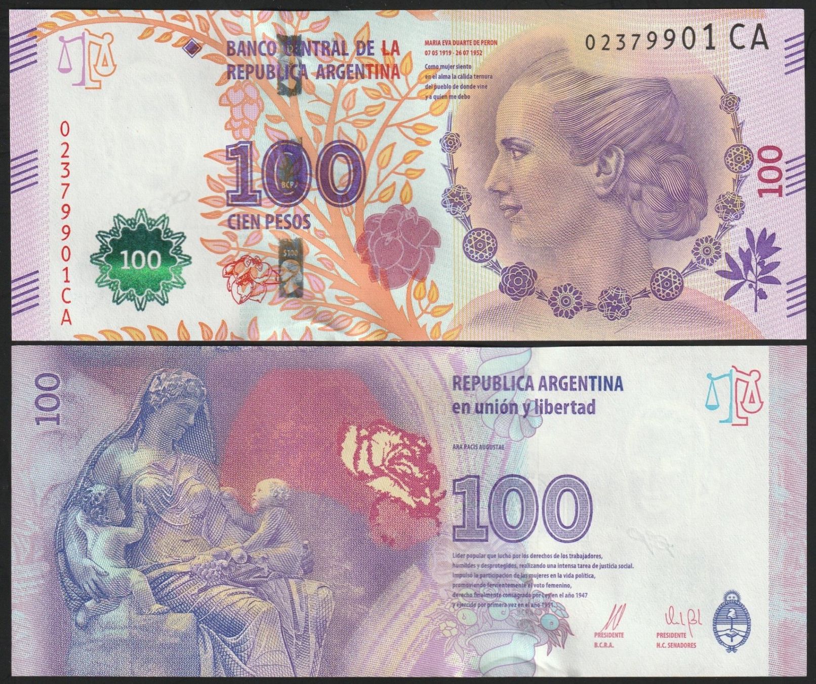 Banconote: Argentinien 100 Pesos UNC (2016) Eva Peron – Nuovo (secondo la descrizione) da Naters venduto da Radman