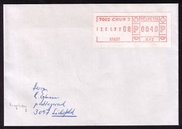 SFS 7_7002 CHUR 2 STADT_Schalterfreistempel Gerät X/2_FDC !!