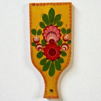 Planche à découper vintage en bois, peinte à la main. Russie